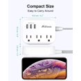 thumbnail image 5 of Cruise Ship Essentials - Regleta con puertos USB, cable de extensión plano con múltiples salidas, estación de carga USB con protector contra sobretensiones para cruceros, viajes, dormitorios Essential, 5 of 5