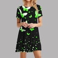 thumbnail image 2 of Vestido de Manga Corta para las Mujeres Casual Impreso Cuello Redondo, Vestido de las Señoras para la Primavera Y el Verano de Uso Diario, 2 of 9