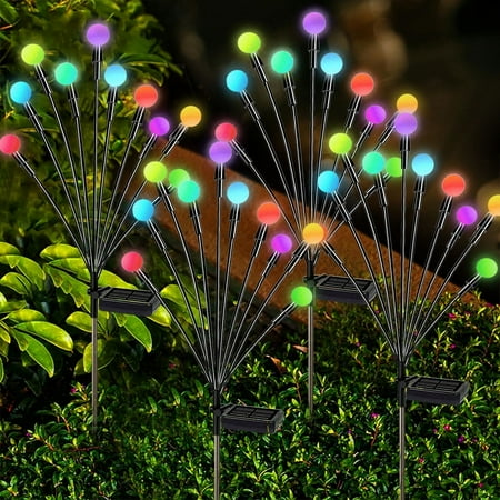 Rirool 2-Pack Solar Firefly Lights - Outdoor Garden Decor, Wind-Powered & Waterproof, 20 LED Swaying Lights, Multicolo