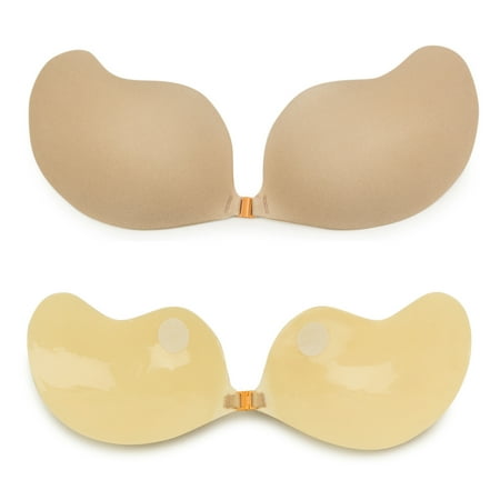 

DODOING Womens Push Up Sticky Strapless Backless Silicone Self Adhesive Invisible Bra Cute Mango Shape