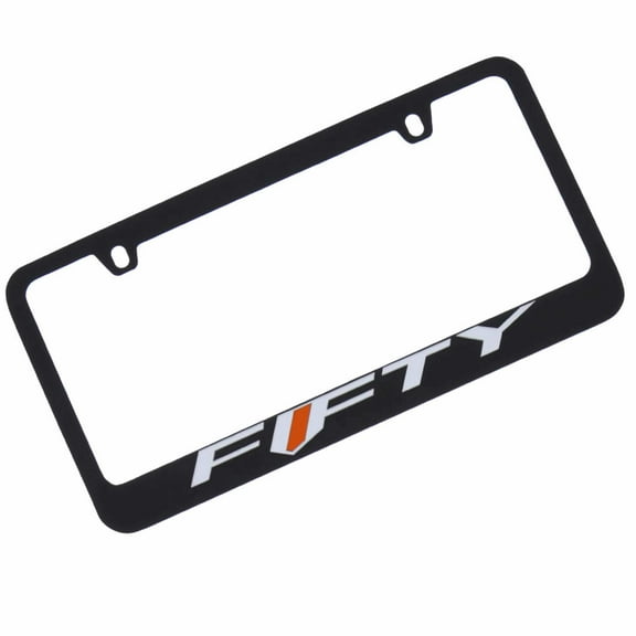 Camaro Fifty Black License Plate Frame - Mirrored "Fifty"