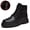 Black Glossy Fuzz-lined, variant on Men’s High Top Combat Boots Non Slip Chunky Platform Ankle Boots with Adjustable Straps Casual Motorcycle Walking Fashion Boots for All Season Wear