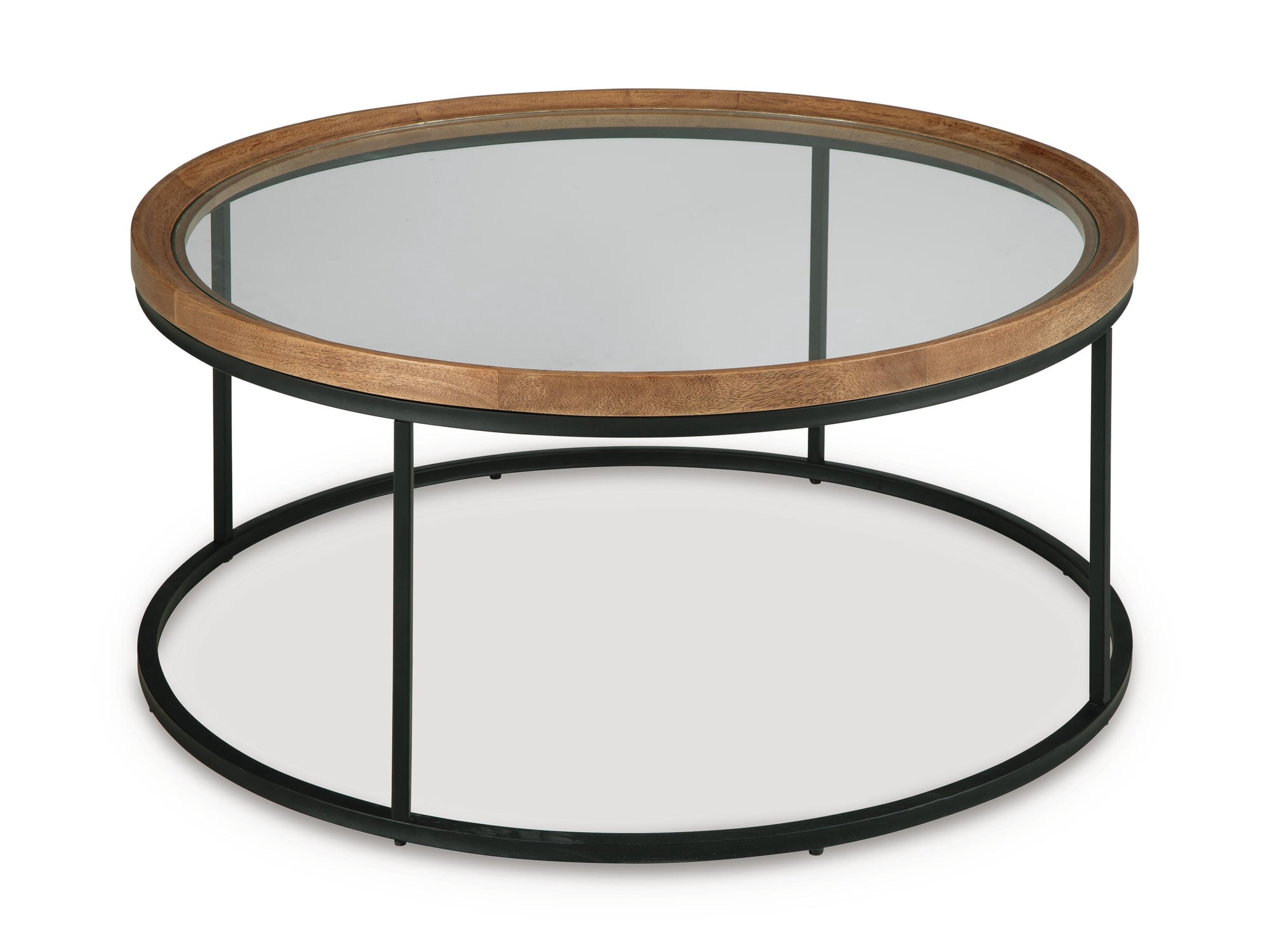 Signature Design By Ashley Noraluna Round Cocktail Table in Medium Brown/Black