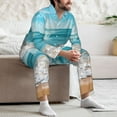 thumbnail image 7 of Wukai Sunny Ocean Waves Men's Long-Sleeve Pajama Set - Comfortable Sleepwear with Button-Down Shirt and Pants-Small, 7 of 7