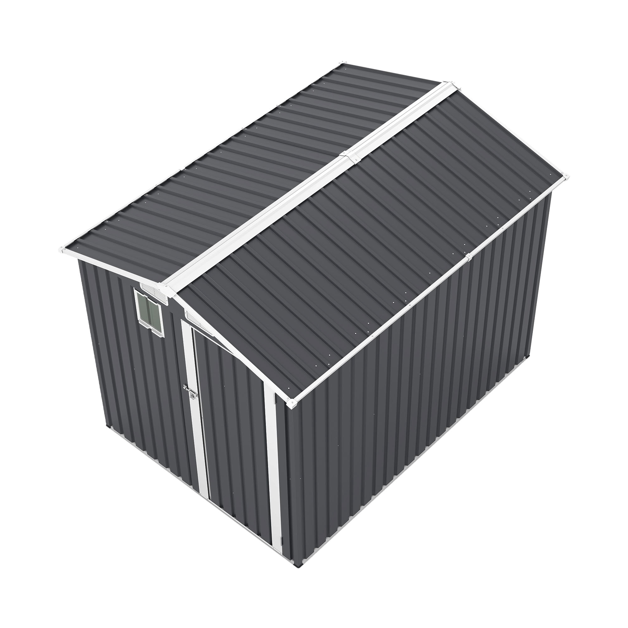 MAYEERTY 6x8FT Outdoor Storage Shed with Lockable Doors & Window, Metal Tool Shed with Vents, for Backyard, Patio, Garden, Bike & BBQ Grill Storage
