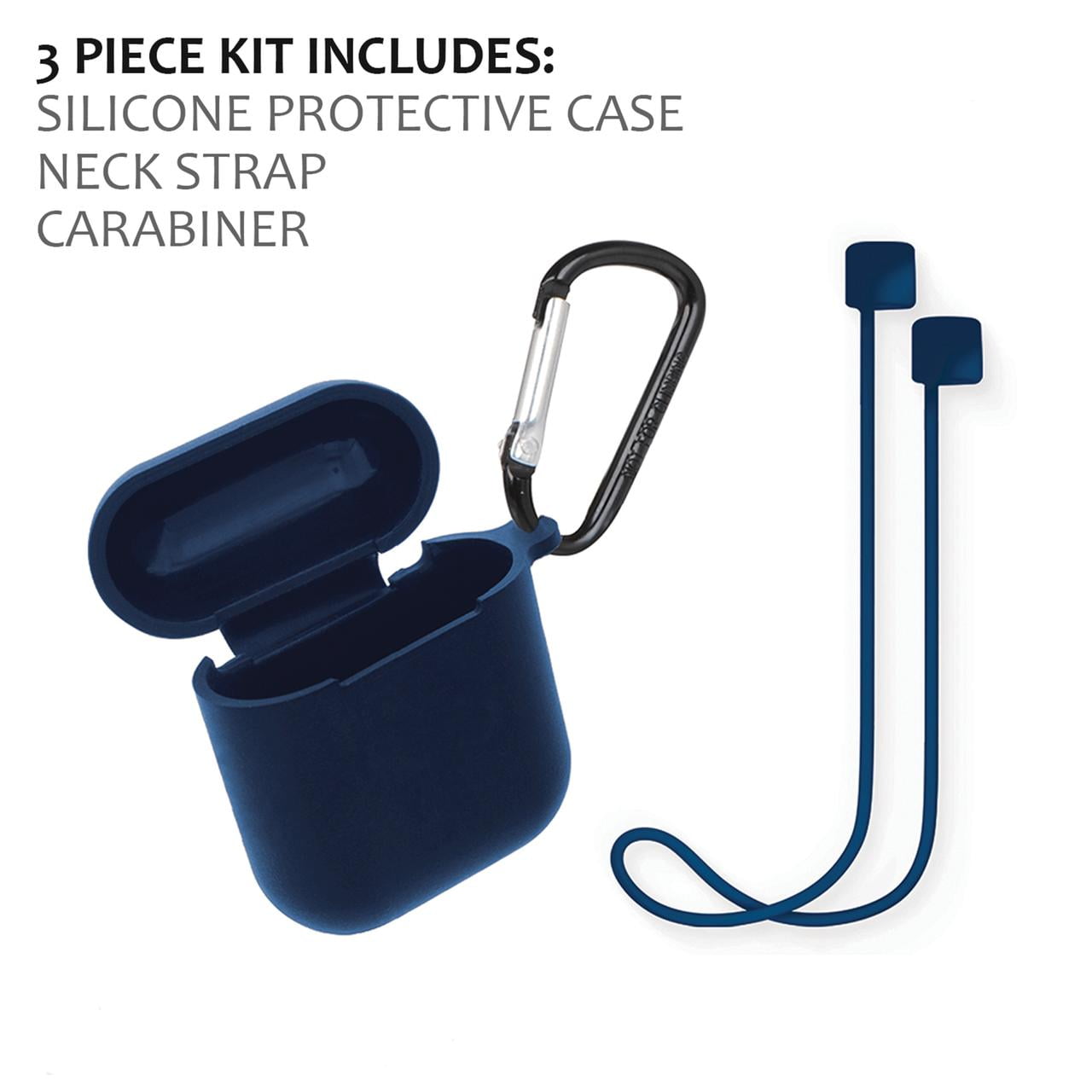 Xtreme 3-Piece Navy Soft Protective Silicon Case, Compatible with Airpods, 1.25 x 3.5 x 4