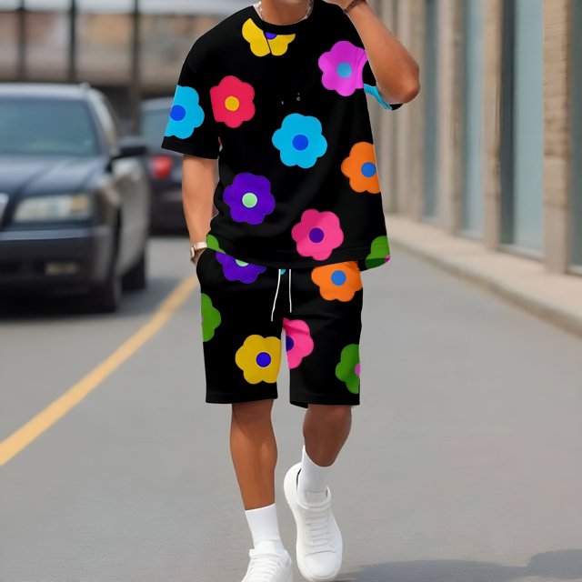 WILLBEST Conjunto de Dos Piezas de Camiseta y Pantalón Corto de Manga Corta para Hombre, con Camisa y Pantalón Corto.