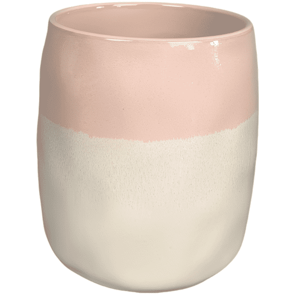 Pink Ceramic Utensil Holder, Dual-Tone Kitchen Organizer, Modern Ceramic Storage Jar, Chic Countertop Cutlery Crock for Spoons, Forks, Knives, 4.4 x 4.4 x 4.7 in