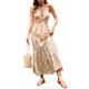thumbnail image 2 of VISgogo Vestido sin mangas con cuello en V para mujer, estilo informal con estampado floral, anudado, sin mangas, sin espalda, con corbata, falda larga VISgogo moda, 2 of 9