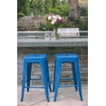 thumbnail image 2 of SOPTY  24 Inch Metal Bar Stools, Backless Counter Height Barstools, Indoor Outdoor Stackable Stools with Square Seat, Set of 2 (Blue), 2 of 17