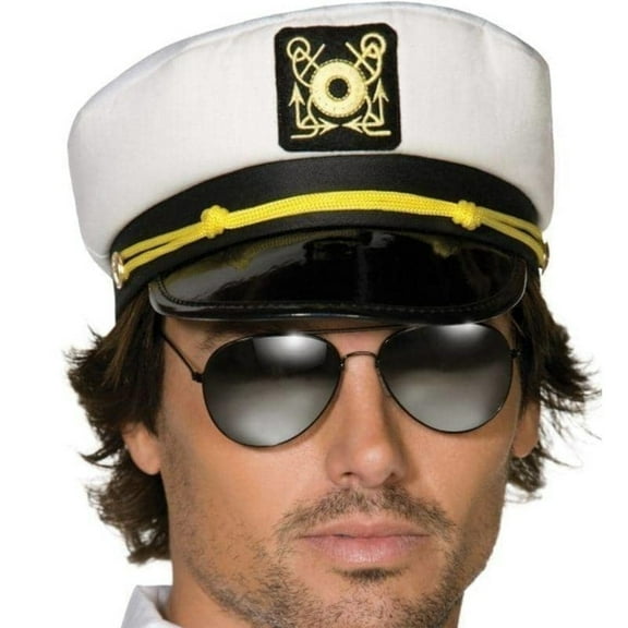 Smiffys Adult US Navy Sailor Costume White Captain Hat
