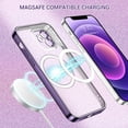 thumbnail image 2 of Compatible with iPhone 12 Case, Magsafe Glitter Sparkle Bling Camera Lens Protection Shockproof Protective Women Girly Luxury Phone Case for iPhone 12 6.1"-Purple, 2 of 7