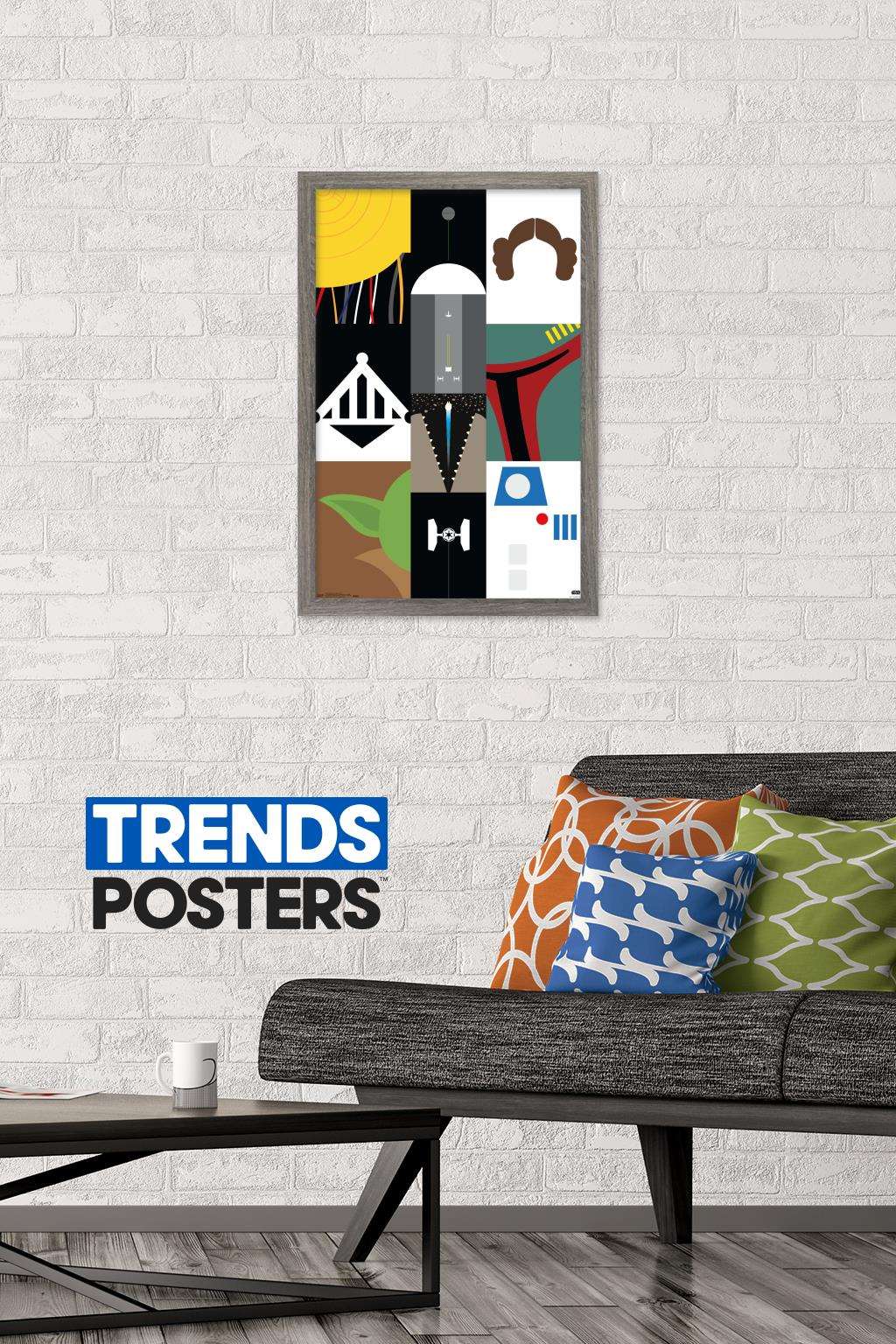 Star Wars: Saga - Simplistic Grid Wall Poster, 14.725" x 22.375", Framed