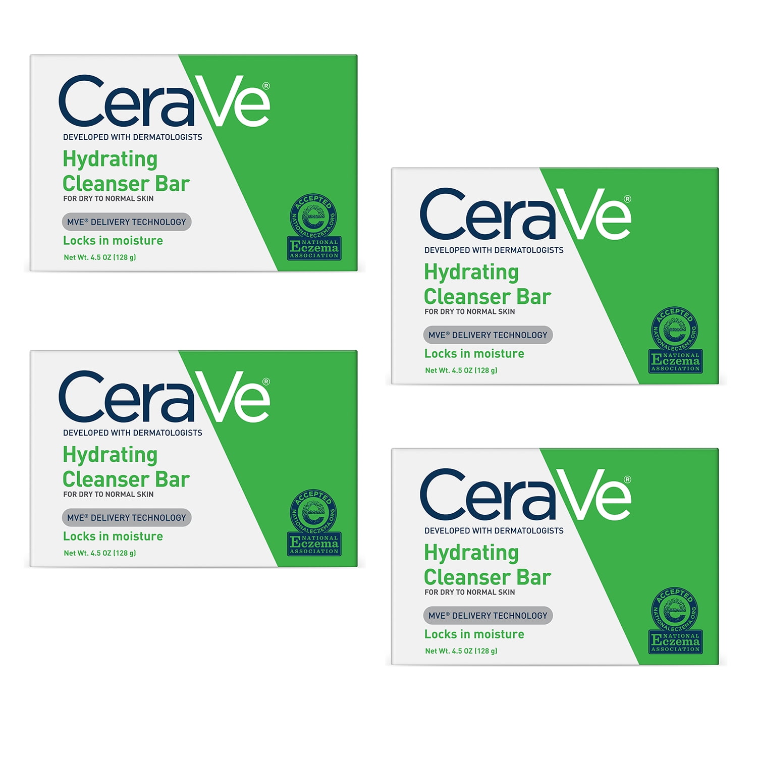 (4 pack) CeraVe Hydrating Cleansing Bar for Face and Body 4.5 oz