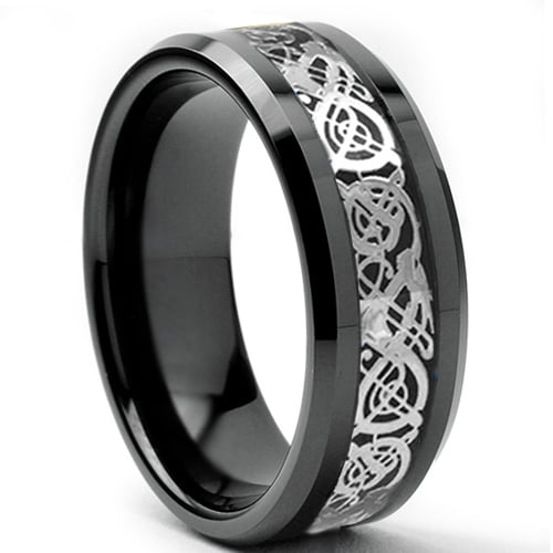 Macari Jewelers - Tungsten Wedding Band Ring 8mm Men's Engagement Black ...