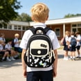 thumbnail image 2 of Lightweight Color Contrast Mini Backpack with Bead Decor, Multi Compartment Portable Travel School Daily Shoulder Bag, 2 of 3