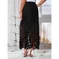 thumbnail image 3 of Lace Patchwork Women's Hollow Out Maxi Skirts High Waisted Boho Fringe Hem Long Skirt, 3 of 6