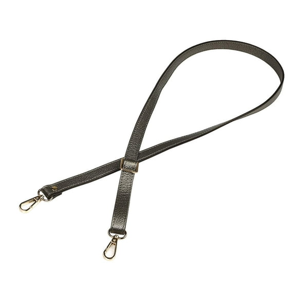 VanEnjoy Full Grain Leather Adjustable Replacement Strap Cross Body Bag Purse, 26-51 inch Gold Hardware - 1.8 CM Width (Black-Silver Metal With Tasse) (Silver Grey)