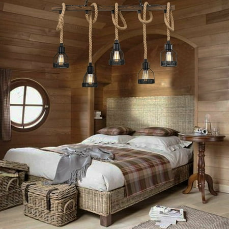 

Black Rustic Retro Vintage Ceiling Light Hanging Lamp Farmhouse Pendant Fixture