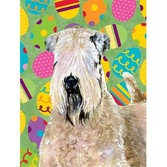 11 x 15 in. Wheaten Terrier Soft Coated Easter Eggtravaganza Garden Size Flag
