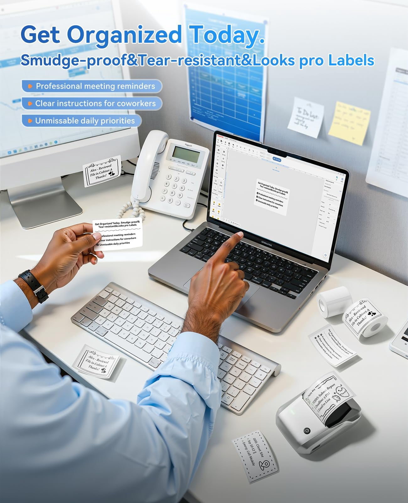 B1 Label Maker Machine  Thermal Printer Easy To Use For Office Home Business Came With 1 Roll White Label(sliver)