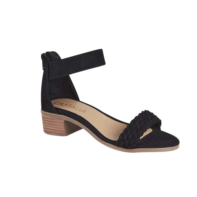 Sandalia tacón ancho mujer Negro Altura 2 cm Castalia 030-61