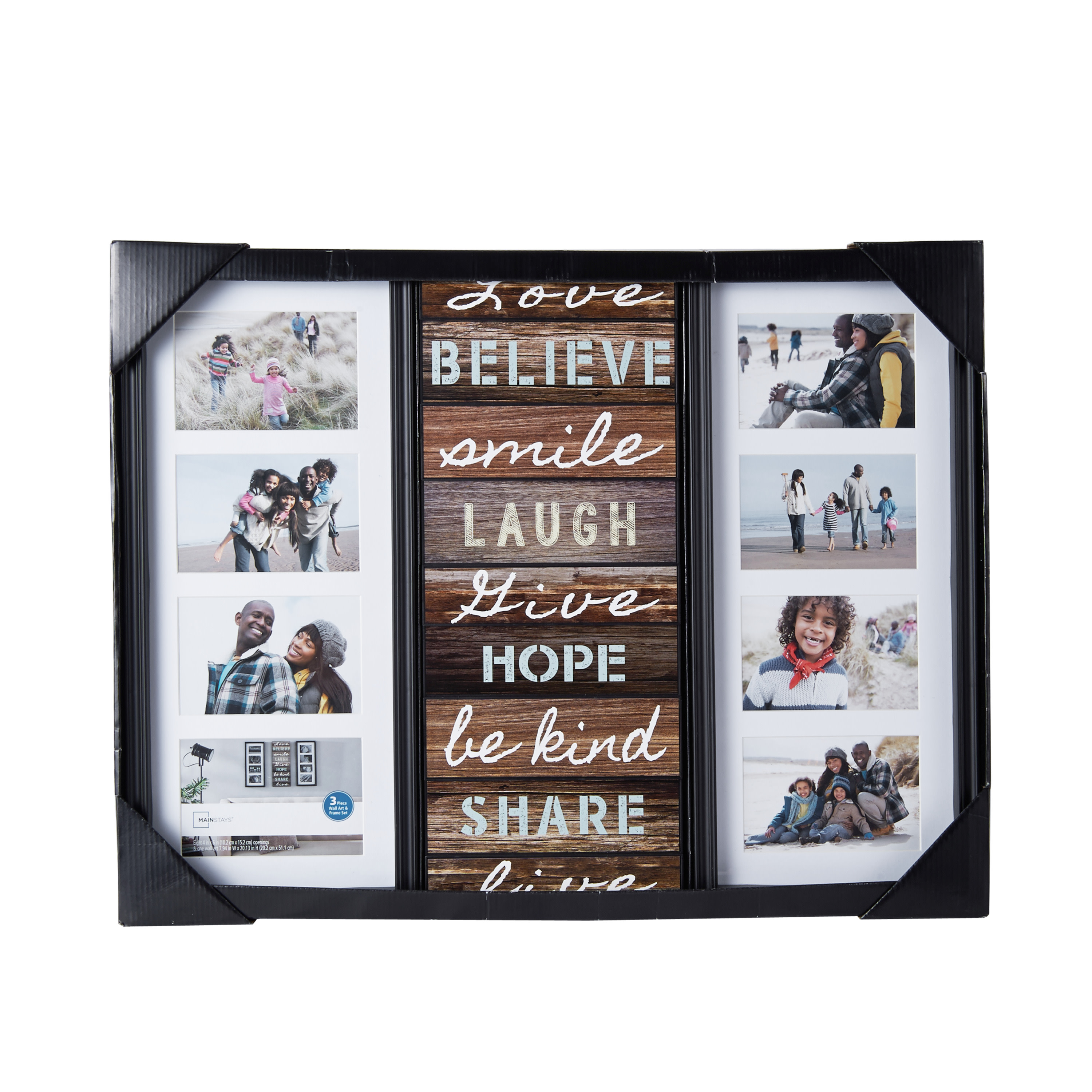 Mainstays Collage Picture Frames with Sentiment Plaque in Black (2 Frames and a Sentiment Wall Decor) - image 3 of 5