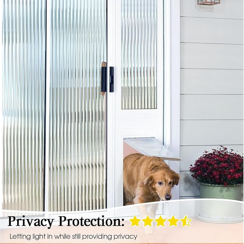 Windimiley Window Privacy Film 3D Reeded Glass Static Clings Fluted Frosted Decorative Window Stickers Winter Heat Control Sun Blocking Film Peel and Stick Adhesive Door Cover,17.5x78.7in,Transparent