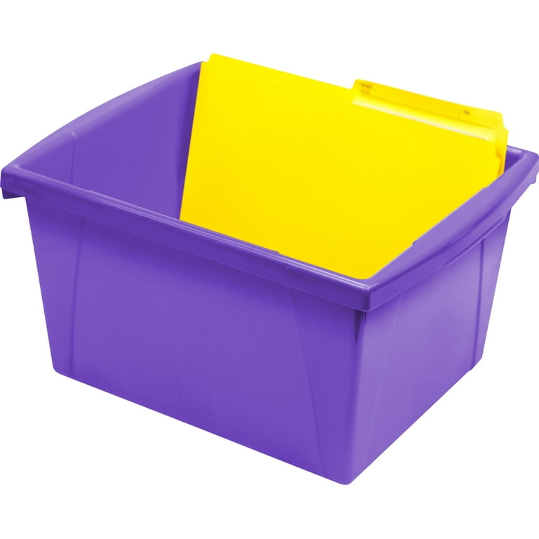 Storex 4 Gallon Plastic Storage Bin with Lid for Kids, Letter Size