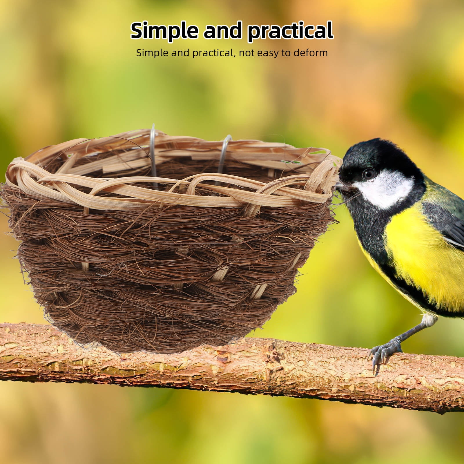 Luxshiny Woven Straw Bird Nest House Coffee Color for Indoor Outdoor Bird Habitat