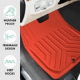 thumbnail image 4 of FH Group Universal Fit Faux Leather Deep Dish Floor Mats, Trim-to-Fit Mats for Cars, Sedan, SUV, Truck - Red, 4 of 7