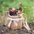 thumbnail image 2 of Hand-Woven Rattan Basket with Handle & Lace Bow - Decorative Wicker Flower Basket for Weddings, Picnics, and Home Storage, Rustic Multi-Purpose Favor and Garden Decor, 2 of 7