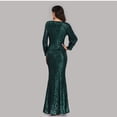 thumbnail image 3 of Vestido de noche de cola de pez europeo y americano, vestido de lentejuelas, multicolor, talla grande, manga larga, escote en V, lentejuelas para mujer, 3 of 6