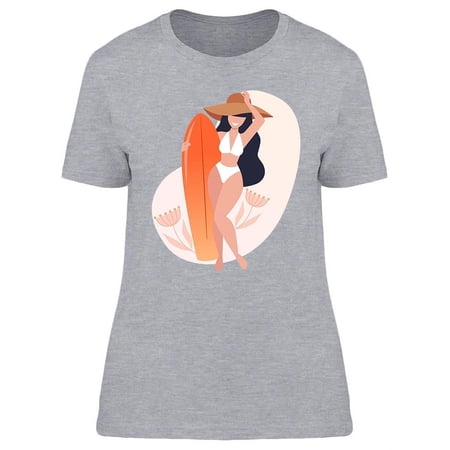 Slim Woman With Surfboard T-Shirt Women -Image by Shutterstock Female Medium