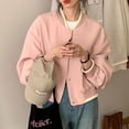 thumbnail image 1 of -Chaqueta corta de bombardero rosa para mujer, Chaqueta corta informal de gran tamaño, moda coreana, estética elegante, Primavera, 1 of 5