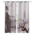 thumbnail image 3 of Asian Curtains Chinese Religion Temple Sakura Trees and Mountain Forms Pagoda Eastern Living Room Bedroom Wind, 3 of 5