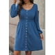 thumbnail image 1 of ABPHQTO Vestido de manga larga con cintura alta y botones azules para mujer, 1 of 5