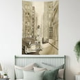 thumbnail image 4 of Jazz Music Tapestry, Illustration of a Guitarist in an Old Street of New York Buildings Music Cityscape, Wall Hanging for Bedroom Living Room Dorm Decor, 40W X 60L Inches, Beige, by Ambesonne, 4 of 5