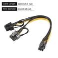 thumbnail image 2 of Uxcell 6 Pin a 2 x PCIe 8 Pin (62) Adaptador de alimentación macho PCI Express Cable divisor de 220 mm para tarjeta gráfica, 2 of 6