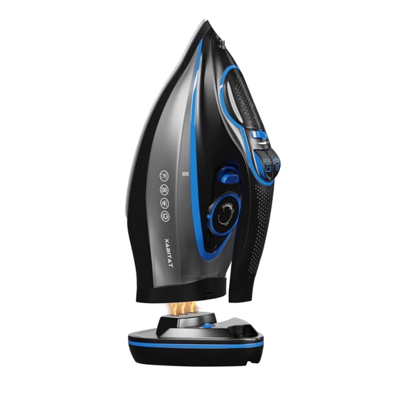 Xabitat Luxury Cordless Iron | 1500W Steam Iron | Anti Drip | Thermal Protection Technology | Nonstick Ceramic Soleplate | 2-in-1 Cord/Cordless | Adjustable & Vertical Steam Controller