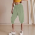 thumbnail image 2 of Audhol Capri Lounge Pants for Women, Women's Summer Short Yoga Trousers 3/4 Trousers Summer Trousers Capri Joggers for Women Lightweight Light Green M, 2 of 4