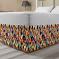 thumbnail image 1 of Geometric Bed Skirt, Vintage Style Triangular Shapes Forming Ornamental Colorful Circles Art Print, Elastic Bedskirt Dust Ruffle Wrap Around for Bedding Decor, 4 Sizes, Multicolor, by Ambesonne, 1 of 2
