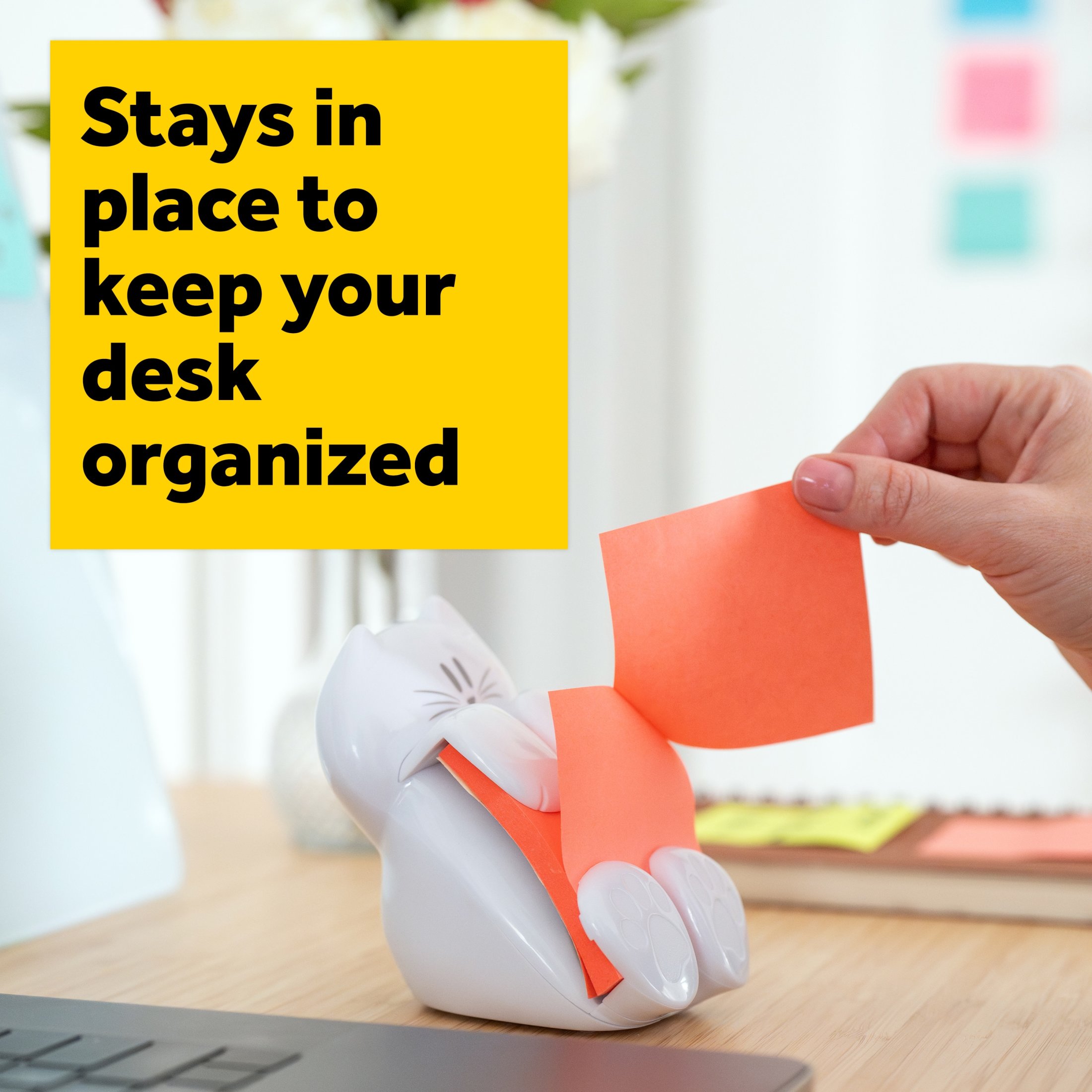 Post-it Note Dispenser, Cat Design, Pink Notes photo 3