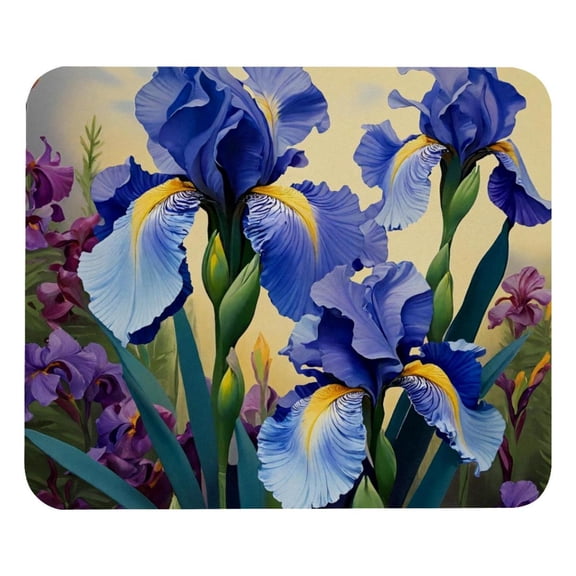 PhooArto Comfortable Mouse Pad Purple Floral Iris Painting Desktop Mousepad , 21 x 25 cm Mouse Mat, Non-Slip Rubber Base, Improves Speed and Precision