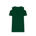 thumbnail image 4 of Loopsun Plus Size Womens Summer Tops, Women's Plus Size Top Short Sleeved Basic Casual Round Neck Off Shoulder T-shirt Loose Cotton Shirt Green XL, 4 of 5
