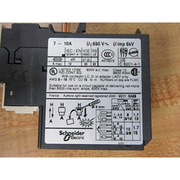 TELEMECANIQUE LRD-14 OVERLOAD RELAY 7-10AMP 3P 690V