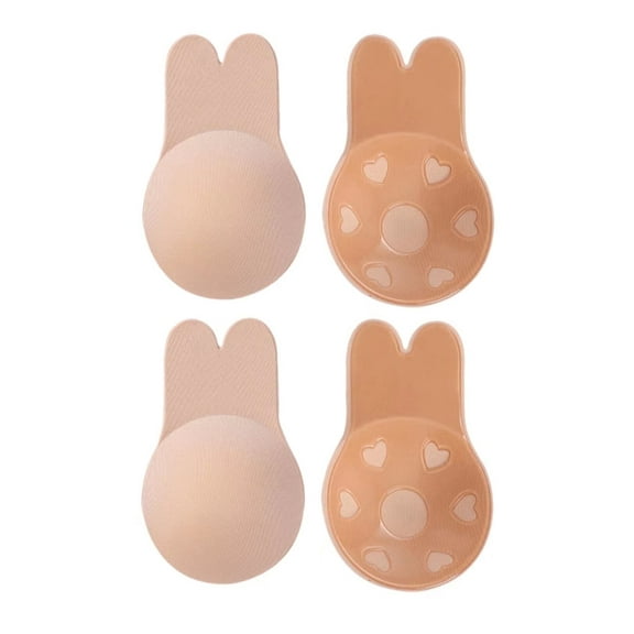 2 Pairs Sticky Invisible Self Adhesive Bra,Strapless Reusable Push Up Lift Nipple Covers for Women Backless Clothing