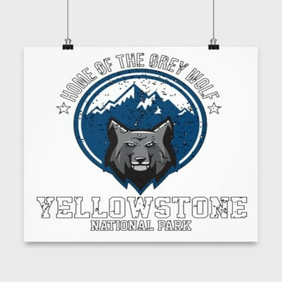 Wolves Poster, Home Of The Grey Wolf Yellowstone National Park, Wildlife Wall Art Gift, White 13x13in Poster