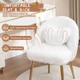thumbnail image 4 of Hobooment Makeup Chair Comfy Vanity Stool for Bedroom, Living Room or Home Office Compact Accent Chair Small Office Chair with Plush Faux Fur Rabbit Hair, White, 4 of 9