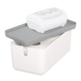 iDesign Cade Lidded Storage Bin, White/Gray